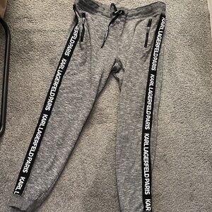 Karl Lagerfeld Charcoal Joggers with Logo Stripes